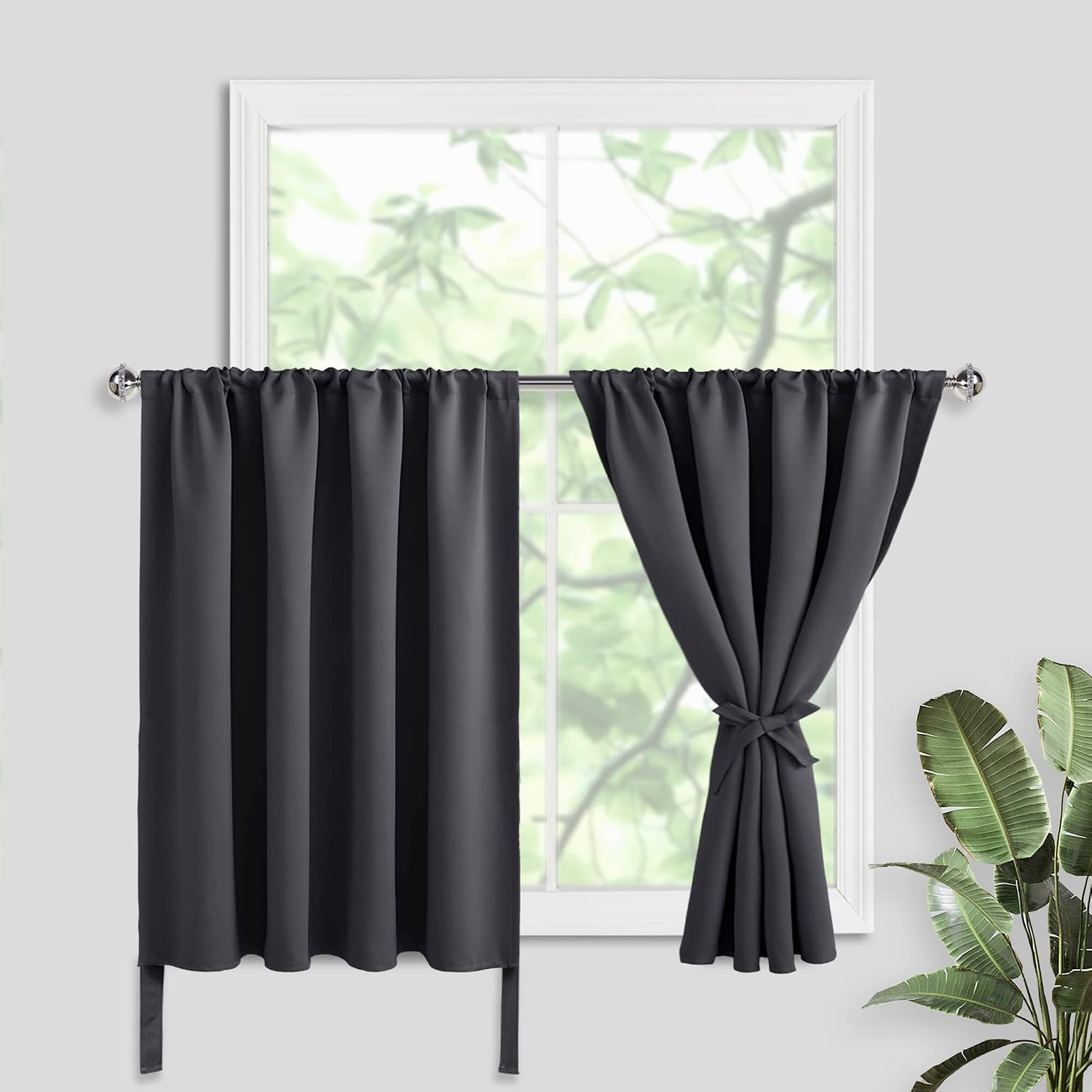 Jiuzhen Short Blackout Curtains for Small Window - Cafe Room Darkening Privacy Energy Saving Window Curtains Tiers for Bathroom, Kitchen, W…