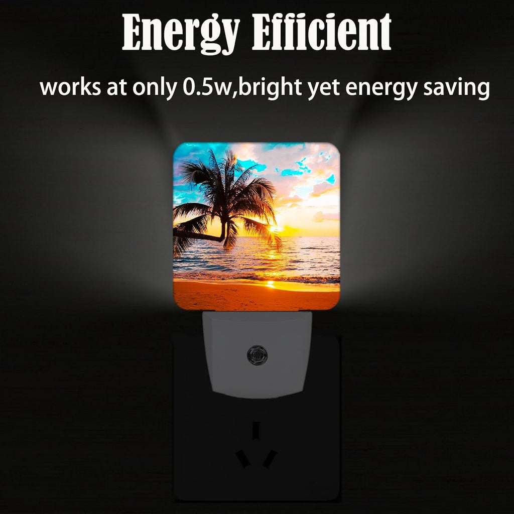 Summer Sunshine Beach Night Light, Plug Into Wall Decor for Stairway, Hallway, Kitchen, Dusk to Dawn Sensor Nightlights for…