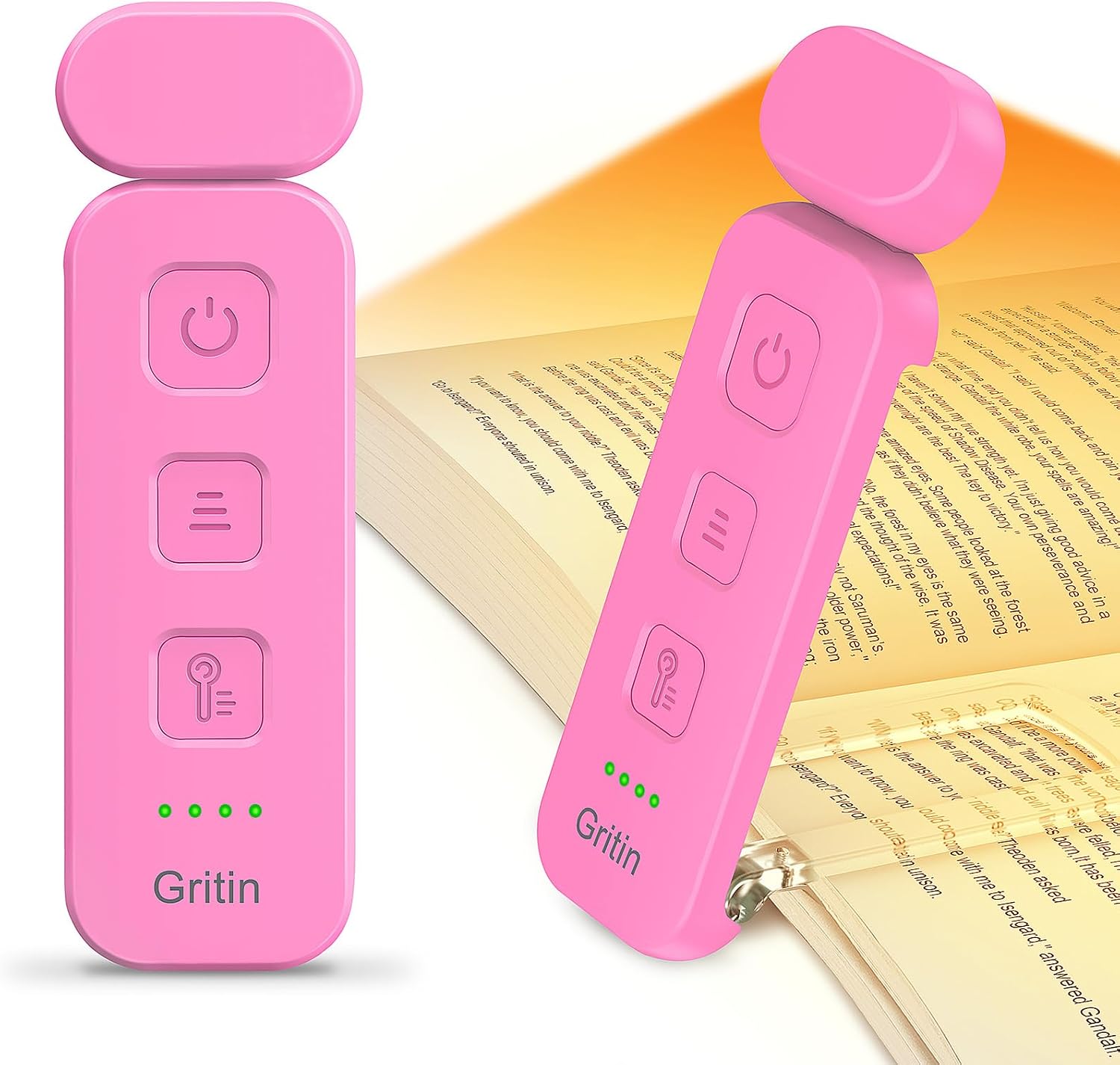 Gritin Reading Light, Book Light for Reading in Bed-Eye Caring 3 Colors, 5-Level Dimmable Brightness, Long Lasting, Compact Size…