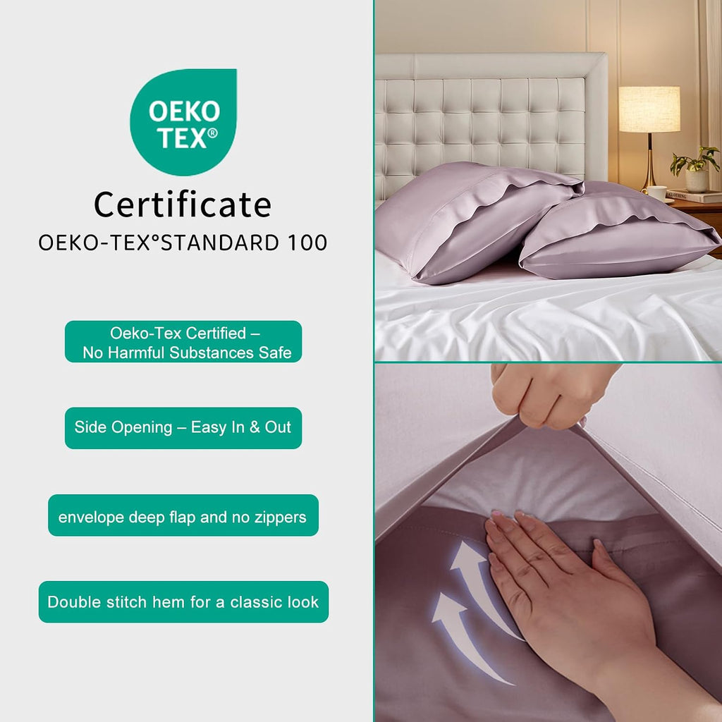 Stnomyhome 100% Eucalyptus Tencel Lyocell Cooling Pillowcase Set of 2, Moisture Wicking, Temperature Regulating, Soft &Smooth Sateen Pillow…