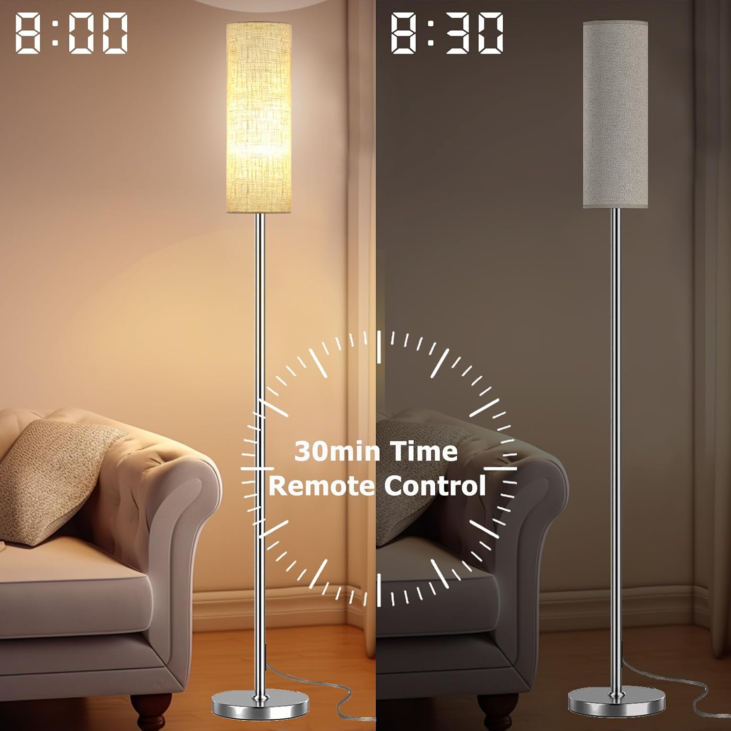 Qaubauyt Smart LED Floor Lamp with APP Control & RGB Colors - Dimmable Standing Lamp for Living Room, Bedroom, Gaming - Remote, Timer, 9W…