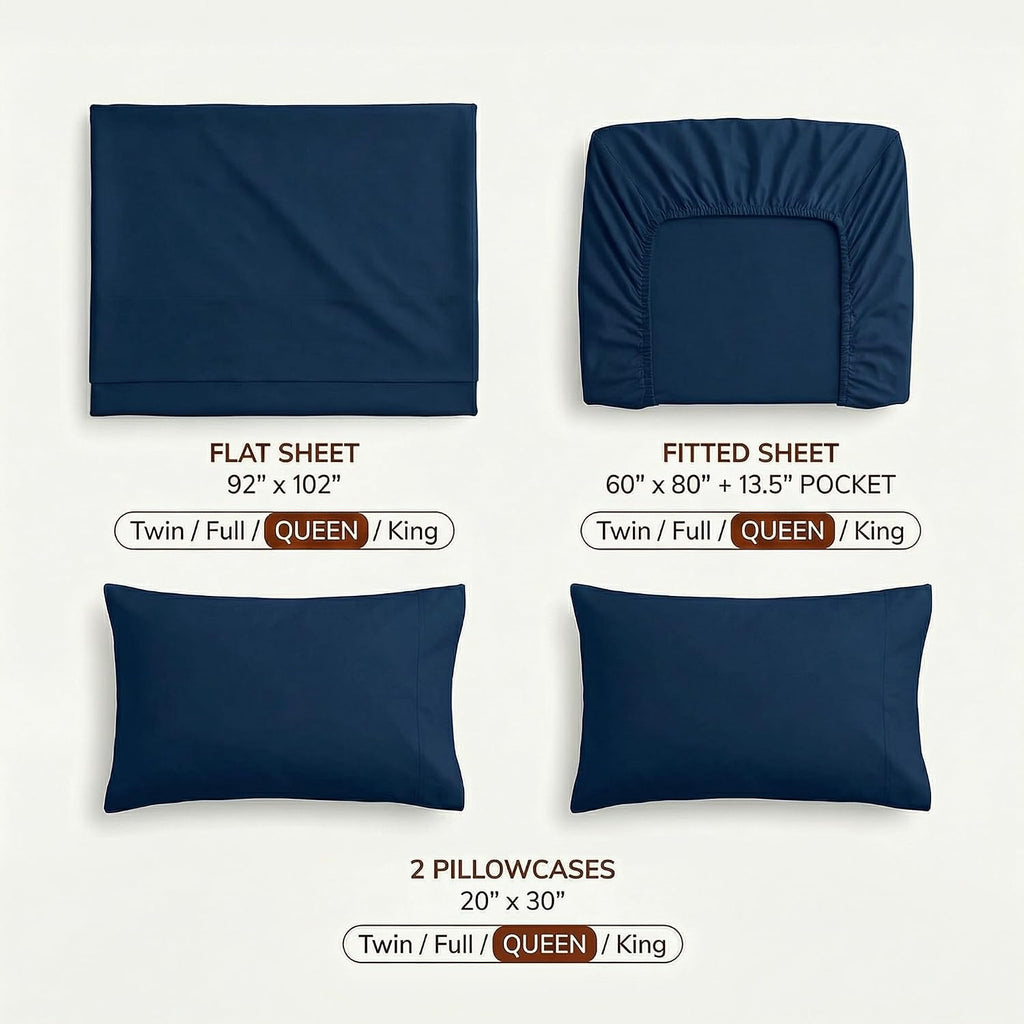 Perupima Peru Pima 285 Thread Count Percal Queen Sheet Set - 100% Peruvian Pima Cotton, 4 Piece (Flat, Fitted, 2 Pillowcases) - Cooling, Cr…