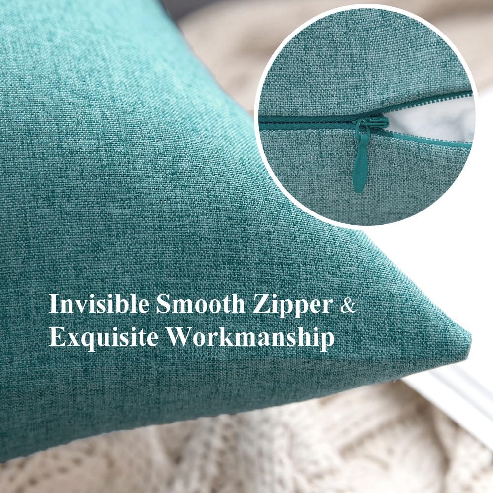Miulee Pack of 2 Decorative Outdoor Solid Waterproof Throw Pillow Covers Faux Linen Garden Farmhouse Coastal Cushion Cases for Summer Patio…