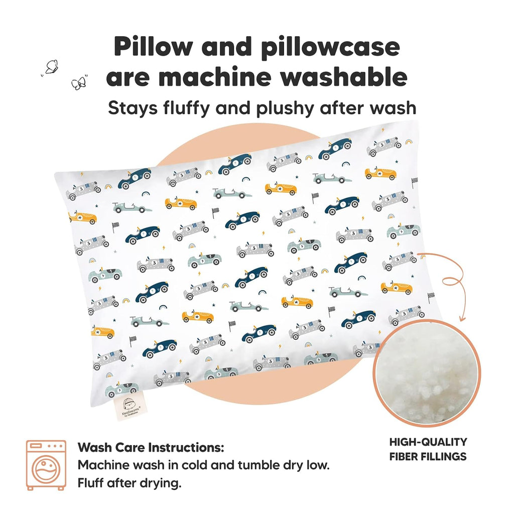 KeaBabies Toddler Pillow with Pillowcase, Jumbo 14X20 - Soft Organic Cotton Toddler Pillows for Sleeping - Machine Washable - Perfect for…