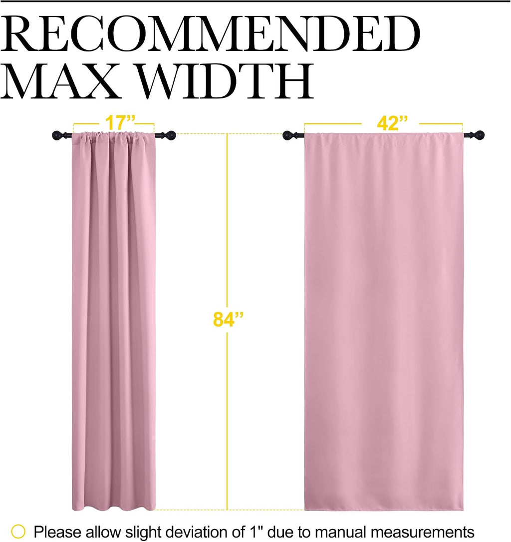 Nicetown Blackout Curtains for Living Curtains, Rouge Pink, 2 Panels, 42 by 84, Room Darkening Window Curtain Panels, easy maintenance…