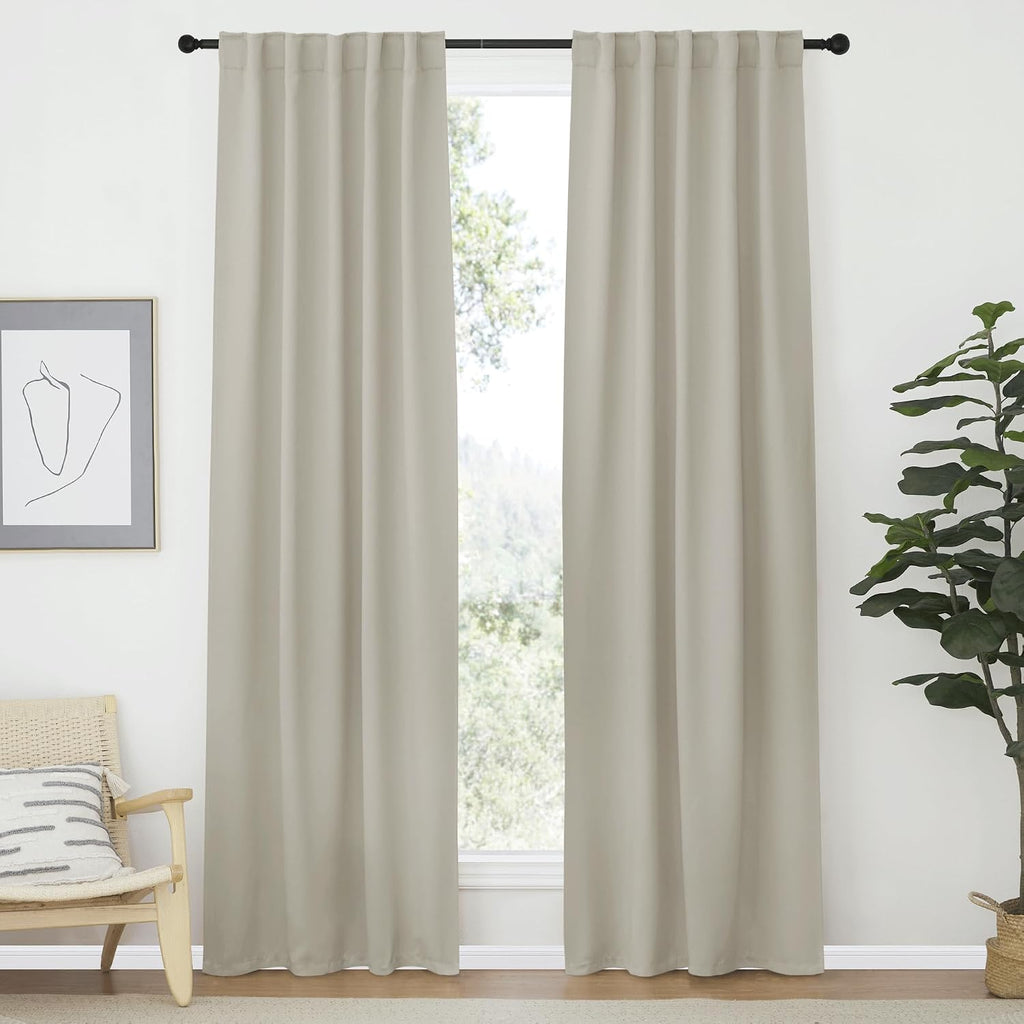 Nicetown Living Room Darkening Curtains - (Natural Color) W42 x L70, Set of 2, Home Decor Room Darkening Thermal Insulated Drapery Panels f…