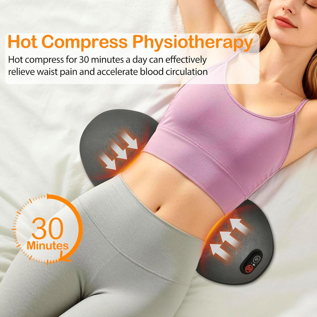 Walfite 2026 Upgraded Smooth Triple 3-in-1 Lumbar Support Pillow – Portable Electric Back Massager with Heat, Vibration & Stretching for Hom…