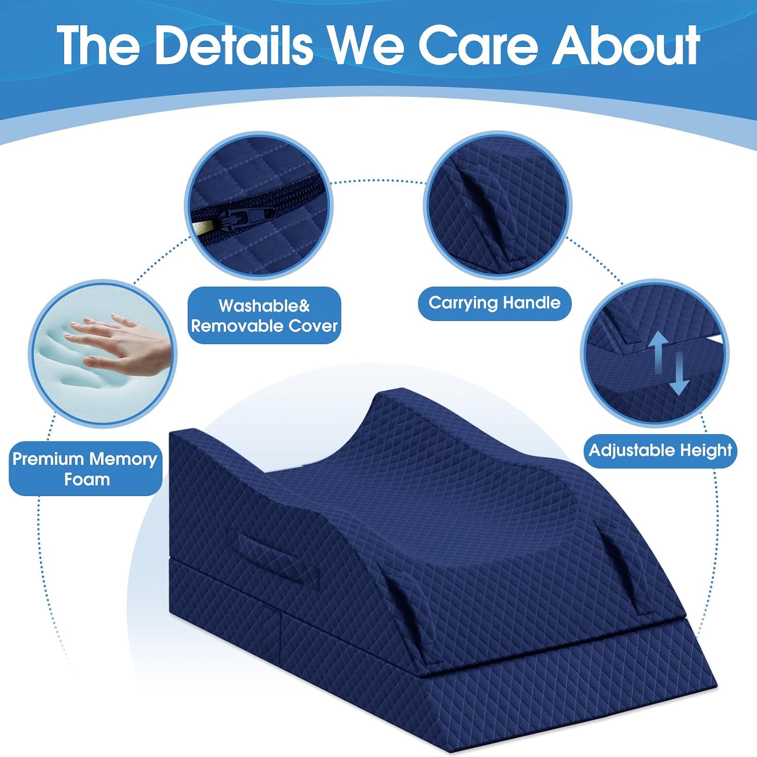 TranquilRelax TranquilRelax Elevation Pillows for Leg After Surgery, Memory Foam Adjustable Wedge Pillow for Injury or Rest, Ankle P…