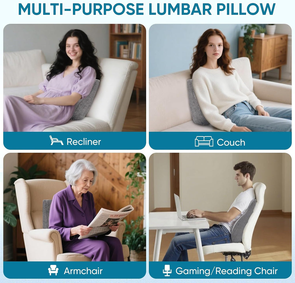 Ahuawa Back Support Pillow for Recliner Chair, Memory Foam Couch Back Cushions Ergonomic Large Lumbar Support Pillow for Lower Back, with…