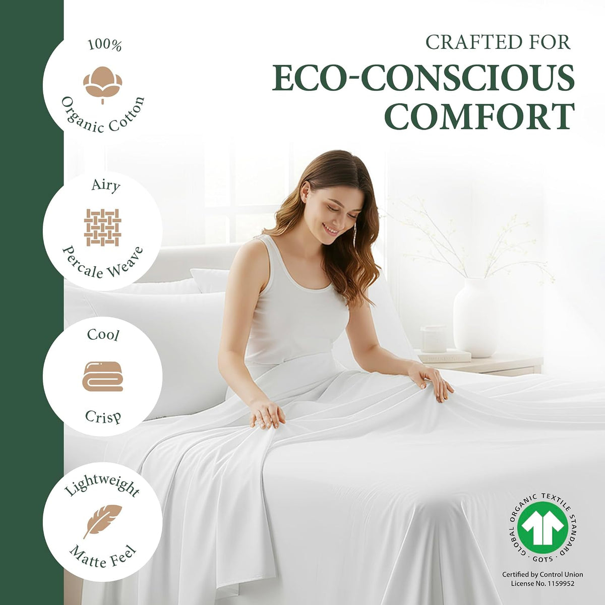 AshtonSheets 100% Organic Cotton Sheets Full Size - Organic Cotton Full Size Percale Weave Sheet Set (4 PC, Teal), Soft, Cooling, Crisp & B…