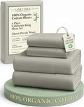 LaneLinen LANE LINEN 100% Organic Cotton California King Sheets Set, Fully Elasticized Reinforsed Seams in Fitted Pocket, Machine Washable…