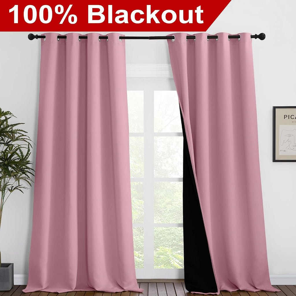 Nicetown 100% Blackout Blinds, Set of 2, 52 inches x 102 inches, Laundry Room Decor Window Treatment Curtains for Large Patio Sliding Door,…