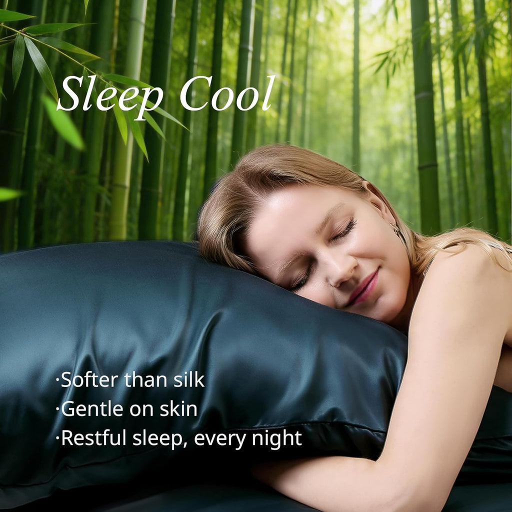 Krimano Standard Pillow Cases, Derived from Bamboo Viscose, Cooling Pillowcases, Breathable & Wicking Pillow Covers for Hot Sleepers, Envel…