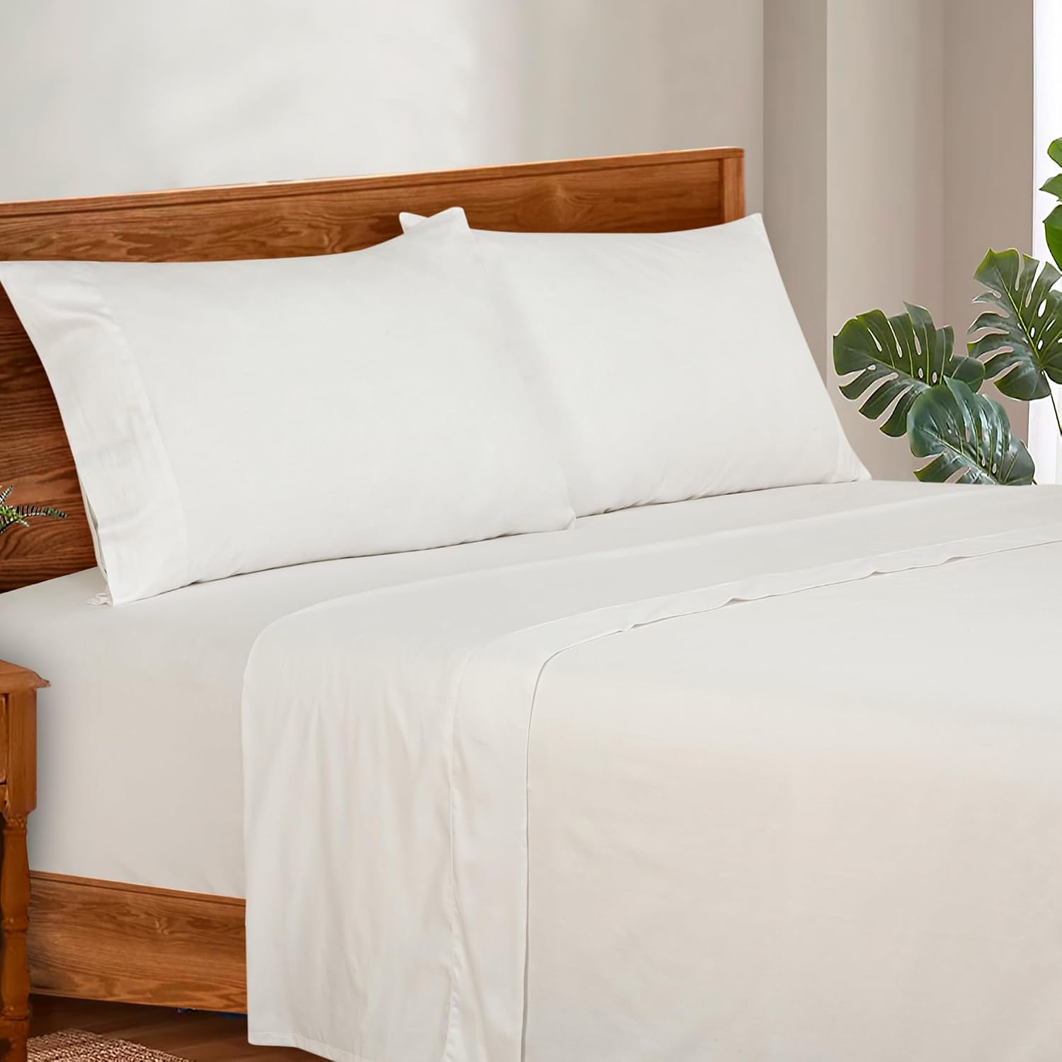 Royalelinens ROYALE LINENS 300 Thread Count Cotton Sateen Sheet Set - 4 Piece Twin XL Bed Sheets - 1 Fitted, 1 Flat & 2 Pillow Cases - Soft…