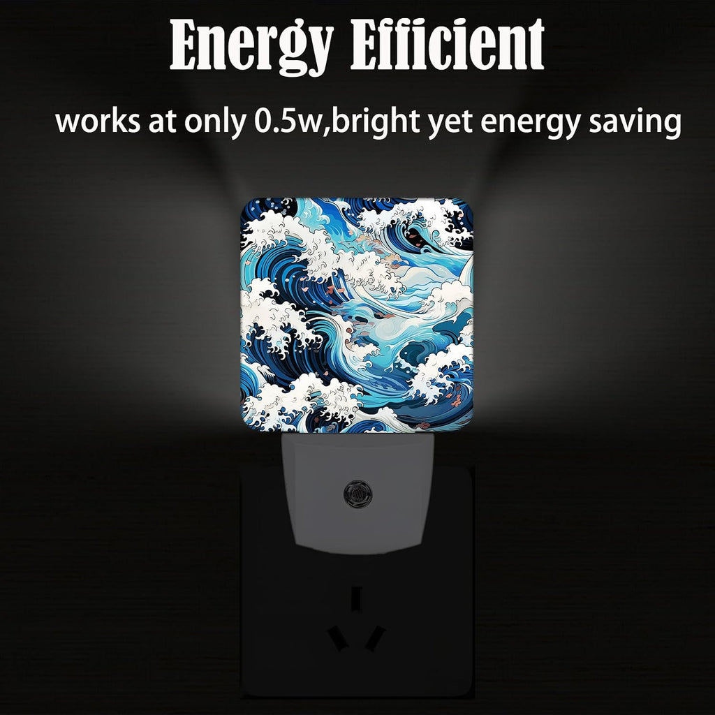 Movement of Waves Night Light, Plug-in Night Lights with Dusk to Dawn Sensor for Stairway, Hallway, Bedroom Sleep Friendly Ideal for…