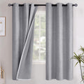 YoungsTex Grey Linen Blackout Curtains for Living Room 72 Inches Long, Thermal Insulated Black Out Drapes with Grommet Room Darkening Energ…