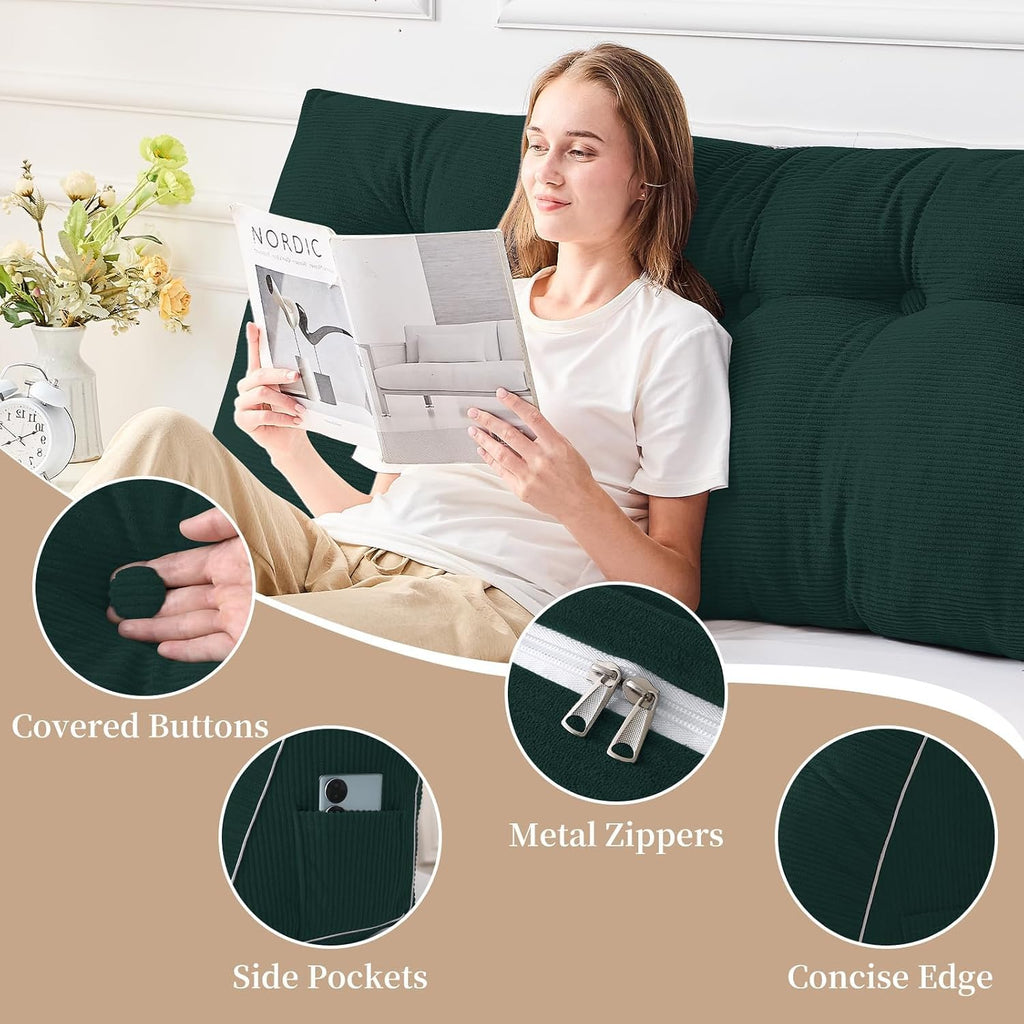 Sasttie Headboard Pillow King, Wedge Pillow Headboard for Sitting Up in Bed, Back-Rest Support Triangular Cushion for Reading - Features Re…