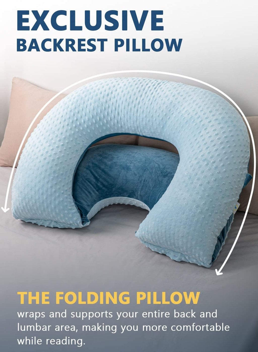 Insen Reading Pillow, Back Pillow for Sitting in Bed for Reading, Nurse & Relax, Reading Pillow for Adults, Moms & Kids, Sit Up Pillow for…