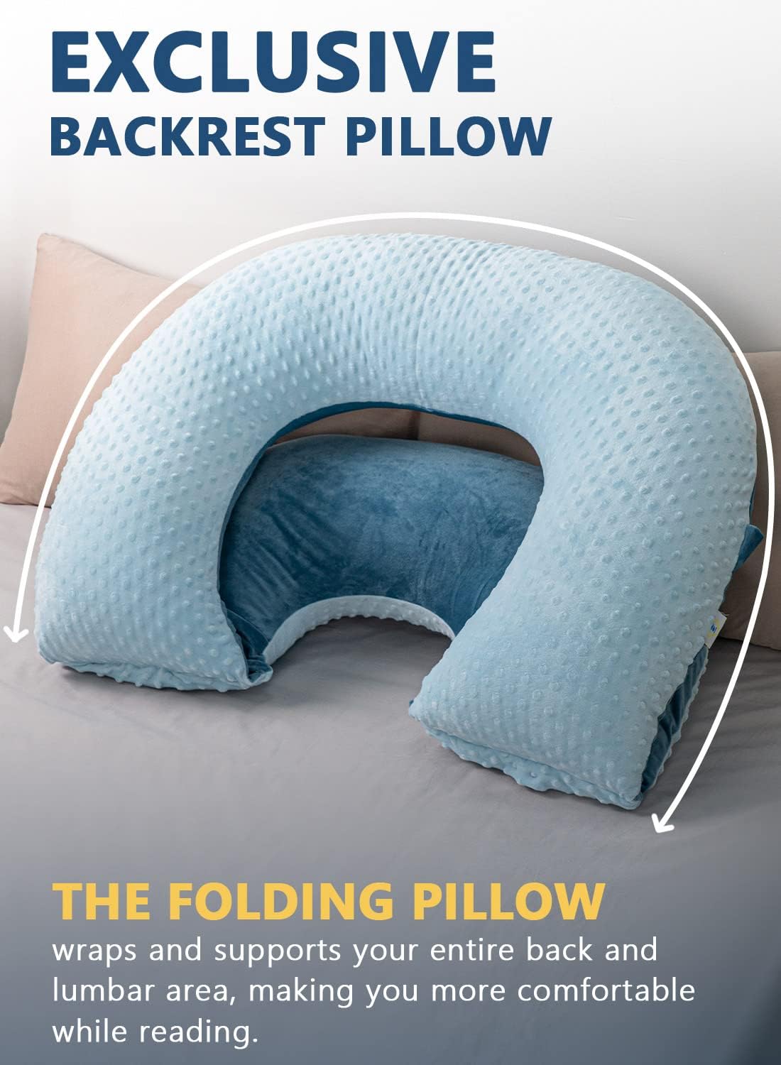 Insen Reading Pillow, Back Pillow for Sitting in Bed for Reading, Nurse & Relax, Reading Pillow for Adults, Moms & Kids, Sit Up Pillow for…