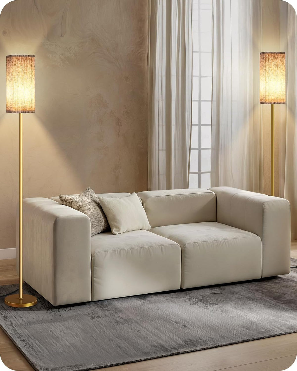 2Pack 64.2” Dimmable Floor Lamp for Living Room with Remote & Foot Switch, Corner Floor Lamp for Bedroom, Includes A19 Bulb, Modern…