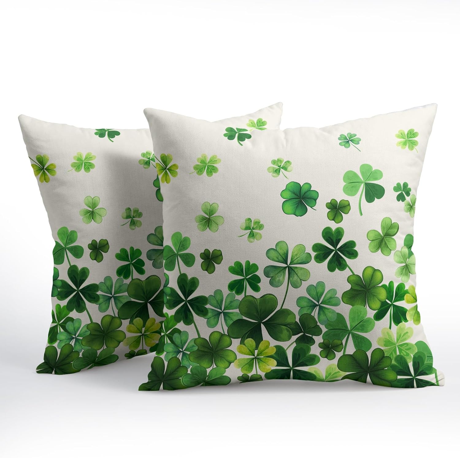 Granbey Lucky Clover Shamrocks Throw Pillow Covers St. Patrick's Day Pillowcase 16x16inch Set of 2 Green Spring Holiday Decorative Cotton-L…