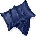 HommxJF Navy Blue King Size Satin Pillowcase Set of 2 with Envelope Closure, Navy Blue Silk Pillowcase for Hair and Skin (20x36) Blue