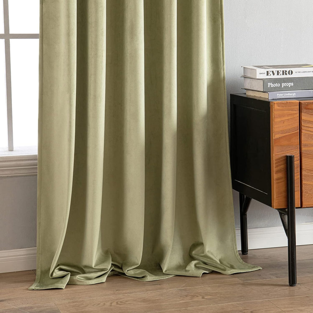 Miulee Velvet Curtains 96 inches 2 Panels - Luxury Blackout Curtains for Bedroom Living Room Thermal Insulated Super Soft Window Drapes Rod…