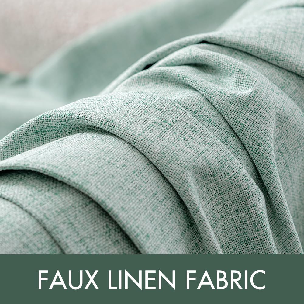 Miulee Linen Texture Curtains for Bedroom Solid 100% Blackout Thermal Insulated Seafoam Green Curtains Grommet Room Darkening Drapes for Li…