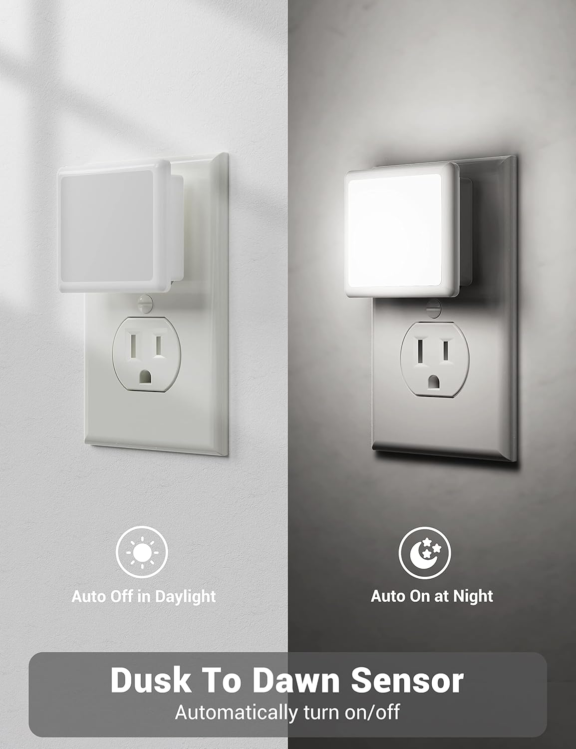 JandCase LED Night Light, Night Light Plug into Wall with Light Sensors[4 Pack], 5000K Daylight, Small Nightlight for Kids…