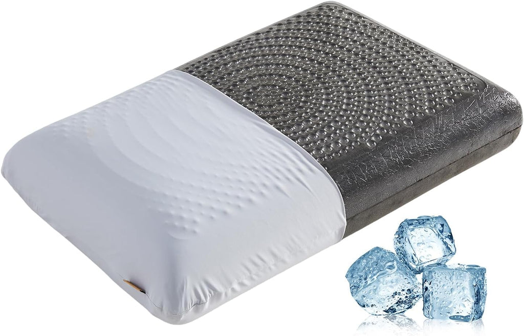SAPHREAS Cooling Gel Memory Foam Pillow for Sleeping, Standard Size 4In Cool Bed Pillow for Side, Back and Stomach Sleepers, Removable &…