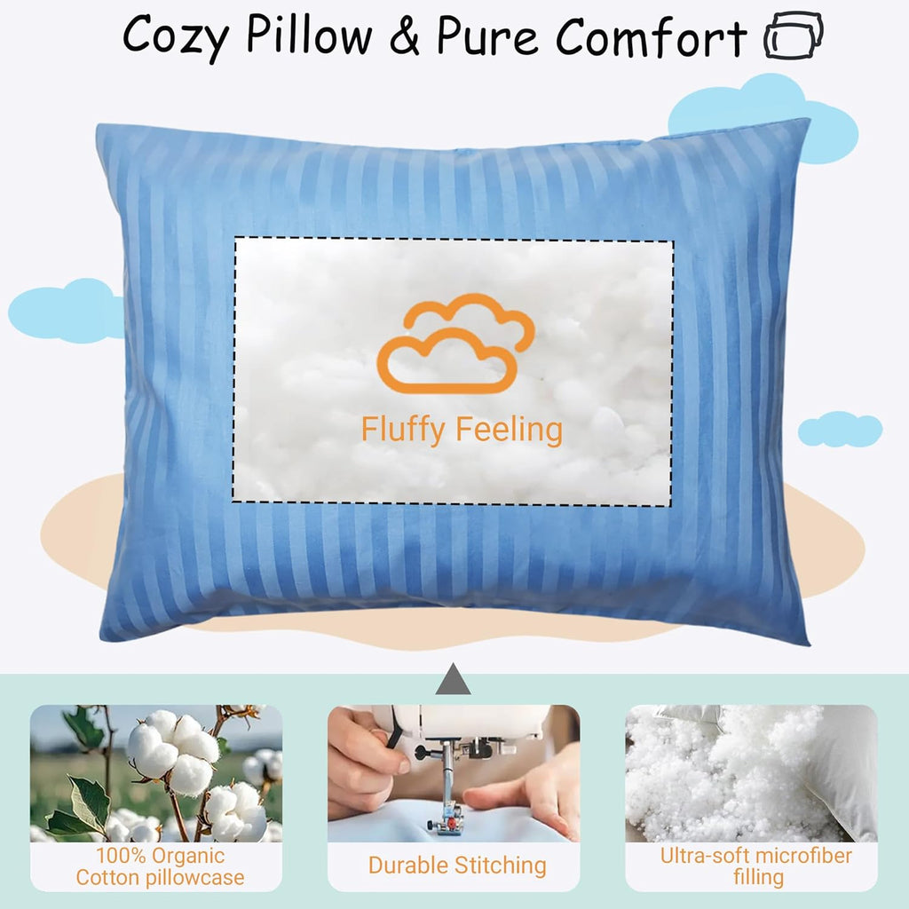 ZPECC-ABrandThatHasBeenFocusedOnBeddingFor20Years ZPECC Toddler Pillow with Pillowcase 2 Pack - 13x18 Organic Cotton Hypoallergenic Kids Pi…