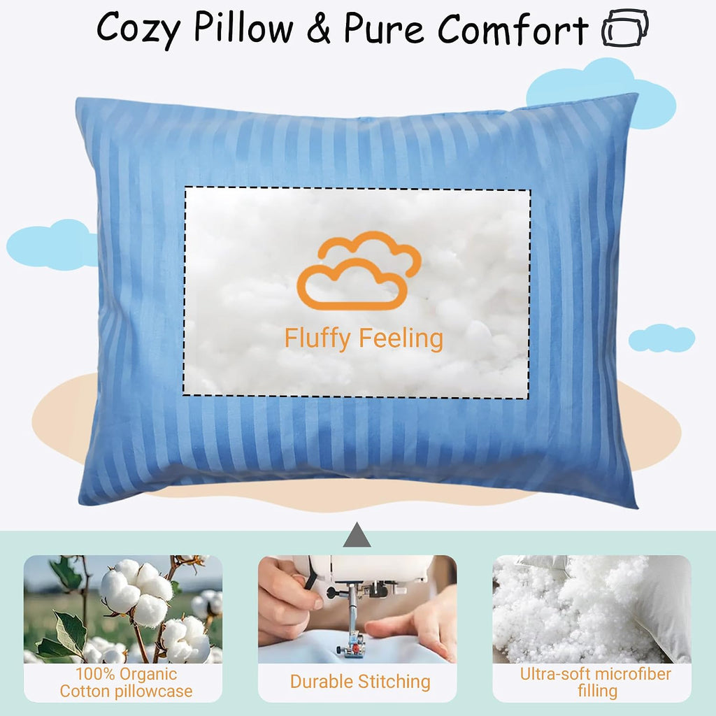 ZPECC-ABrandThatHasBeenFocusedOnBeddingFor20Years ZPECC Toddler Pillow with Pillowcase - 13x18 Organic Cotton Hypoallergenic Kids Pillow, B…