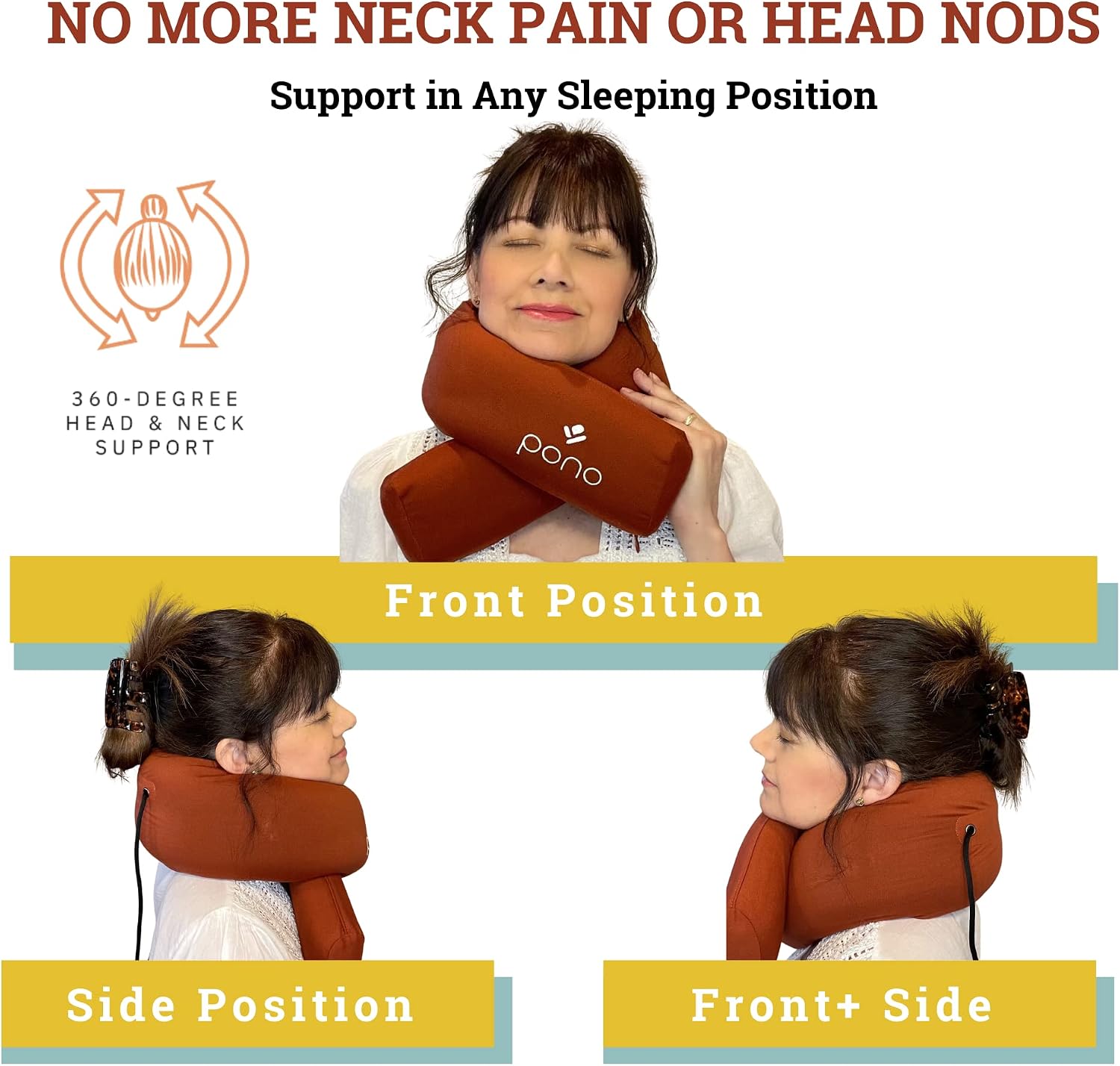 Pono Neck Cradle Travel Pillow (Patented): Memory Foam, Ergonomic 360° Adjustable Support, Prevents Head Nods. Infinity Shape Fits All…