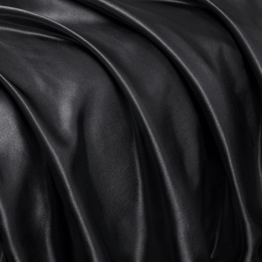 Homiest Ruffle Euro Sham Covers 26x26 Inch Set of 2, Black Satin Pillow Shams with 3 Inch Wide Decorative Ruffled, European Square Satin…