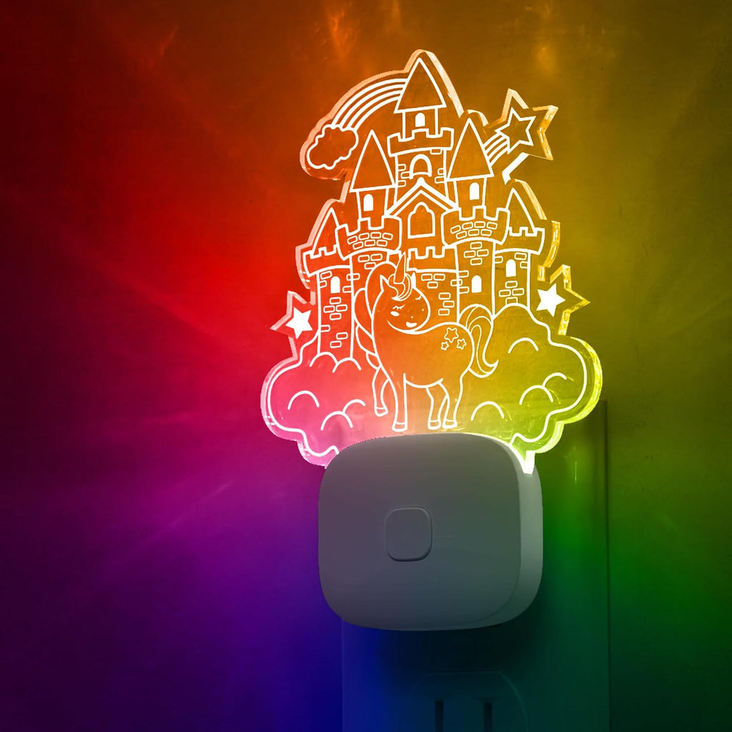 L LOHAS LED Night Lights for Kids, Acrylic Carved Castle Design, 8-Color Changing, Dusk to Dawn Sensor, Plug in Kids Night Lights for…