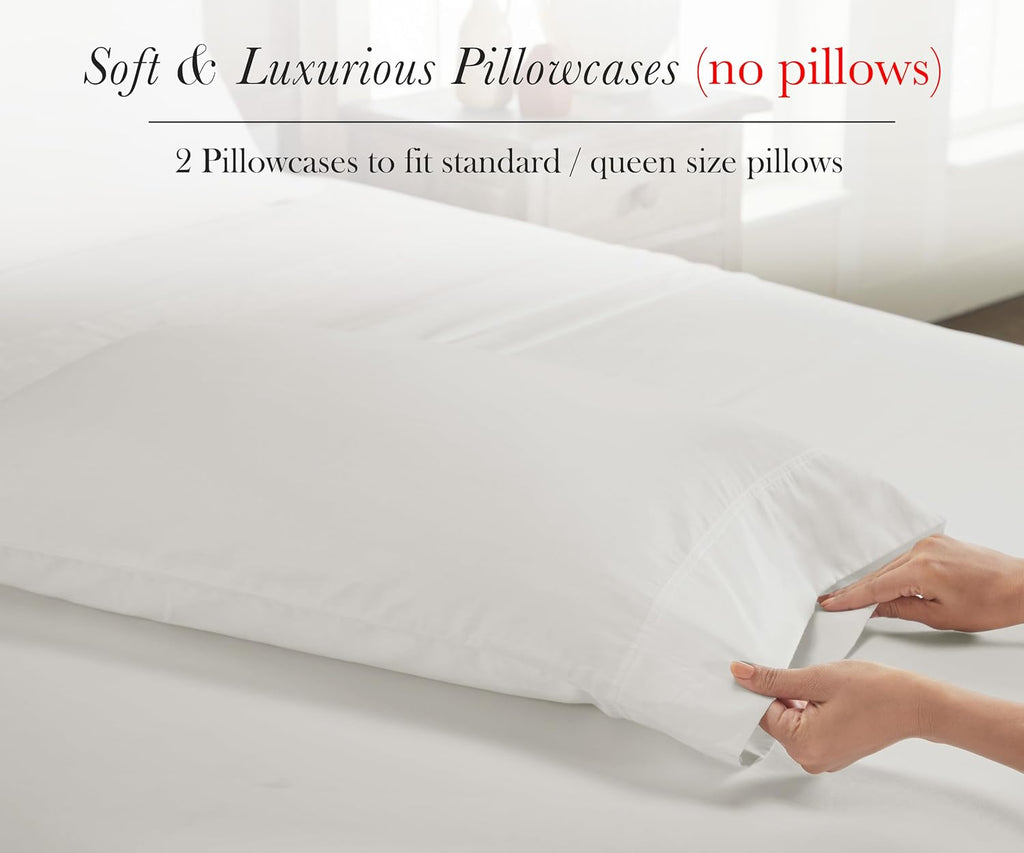 CaliforniaDesignDen California Design Den 100% Egyptian Cotton Pillow Cases Standard Size Set of 2, Sateen Weave, Soft and Breathable Pillo…