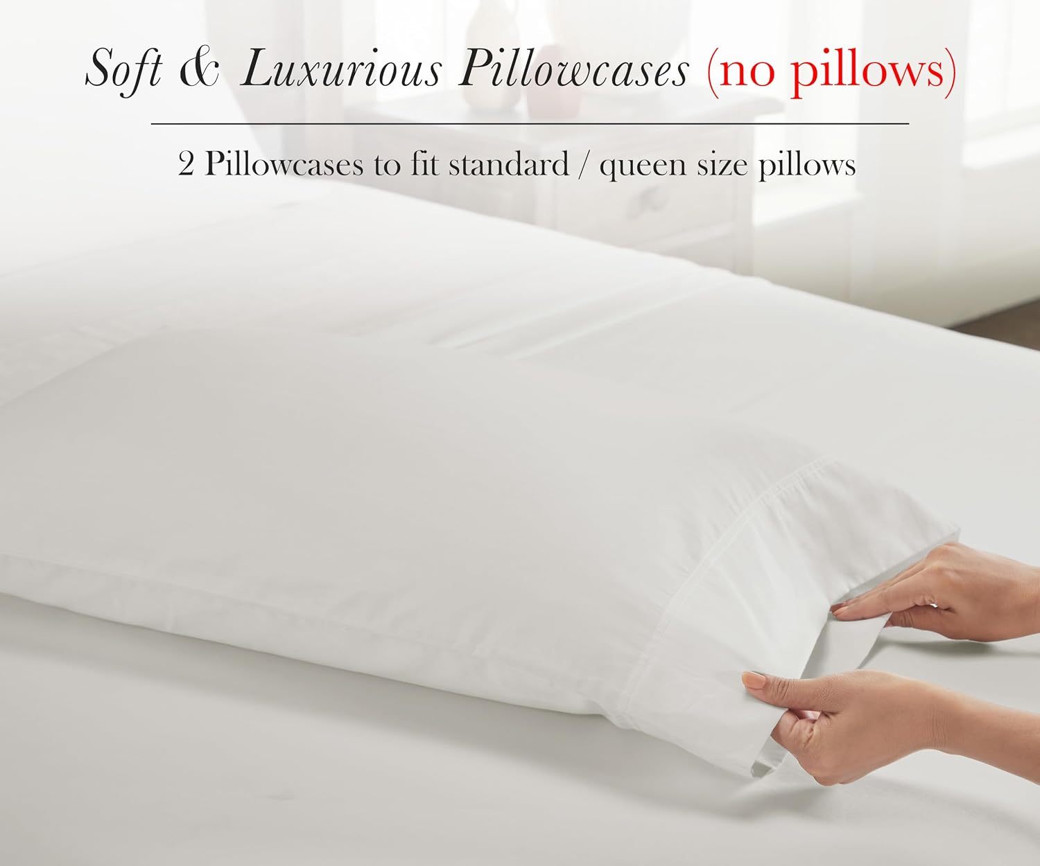 CaliforniaDesignDen California Design Den 100% Egyptian Cotton Pillow Cases Standard Size Set of 2, Sateen Weave, Soft and Breathable Pillo…