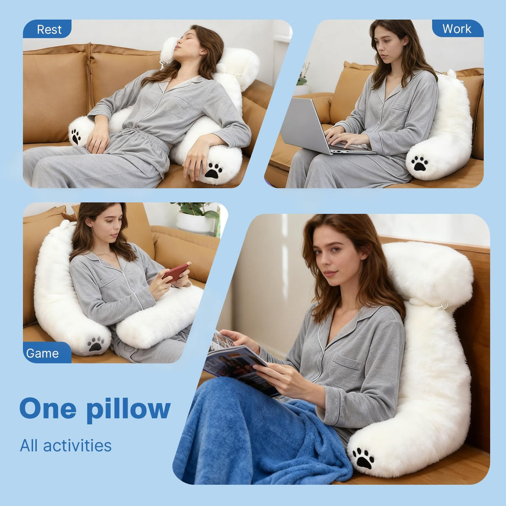 Reading Pillow Plus, Crystal Velvet Back Pillow Bed Sitting Up for Adult & Children, Back Rest Pillow Support for Reading & Rest Bed, Add…