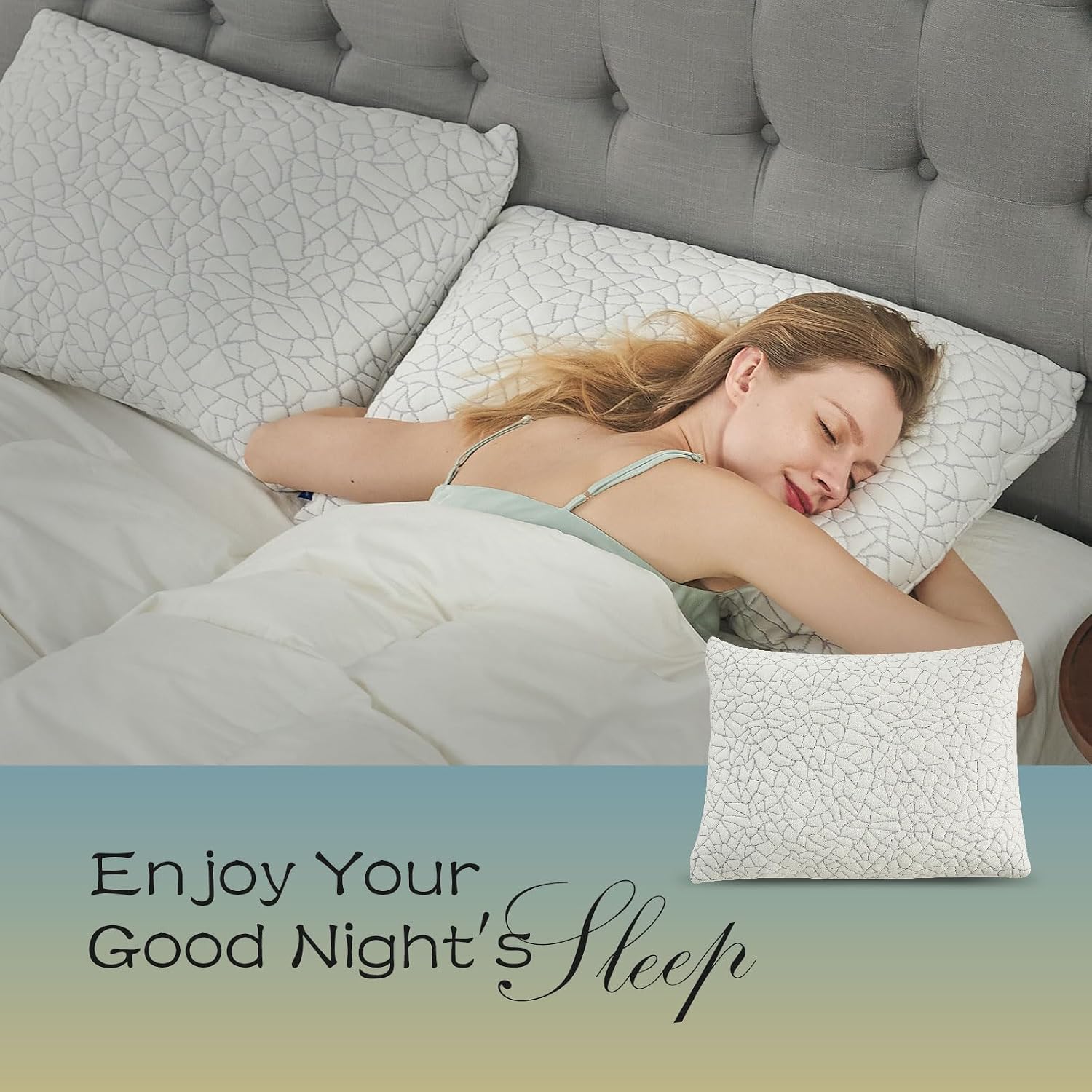 Shredded Memory Foam Pillow for Sleeping, Cooling Bed Pillows Queen Size Set of 2, Adjustable Soft and Firm Pillows or Side, Back…