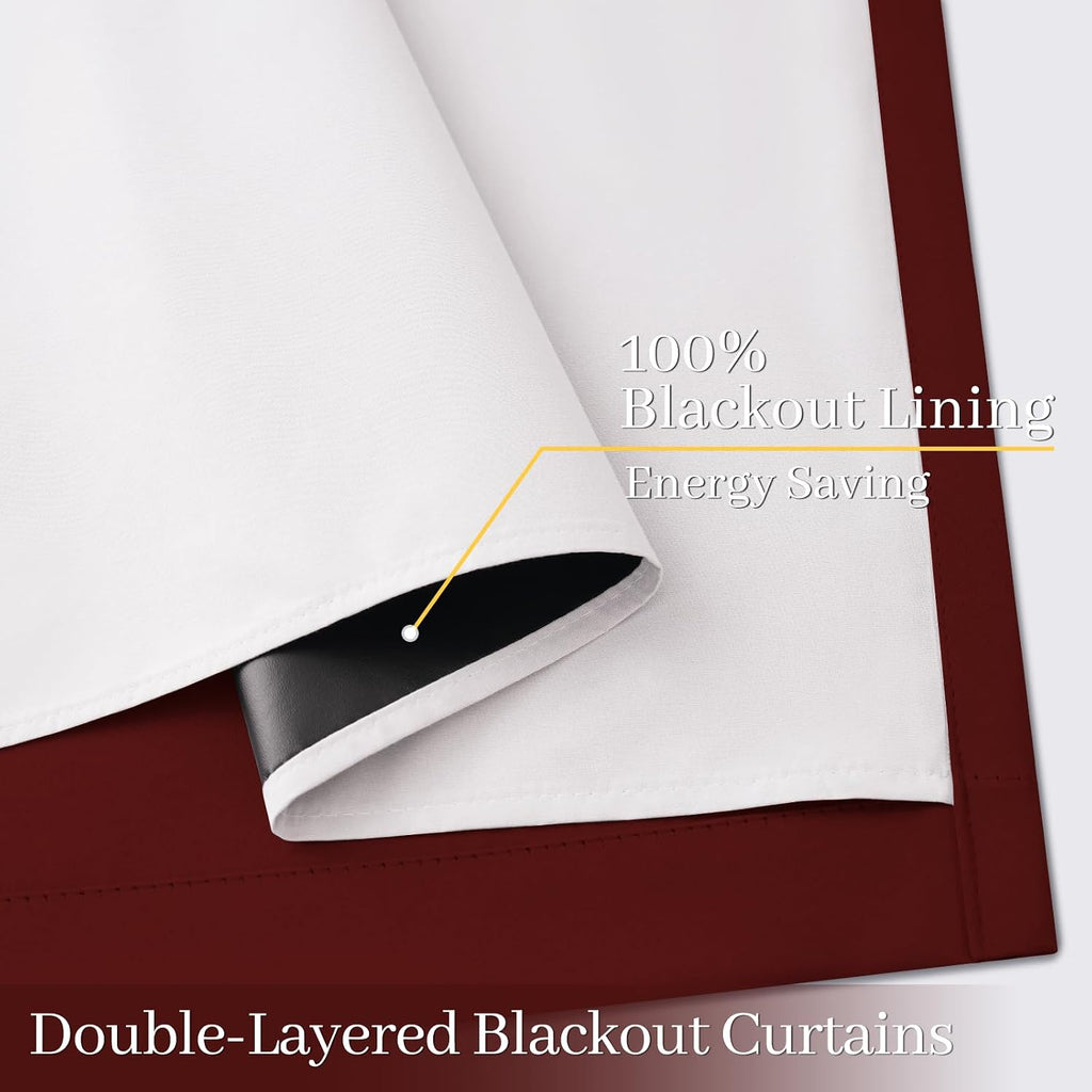 Yakamok 100% Blackout Curtain Panels 84 inches Cold and Light Blocking Drapes for Nursery, 2 Thick Layers Thermal Insulated Draperies (2 Pi…