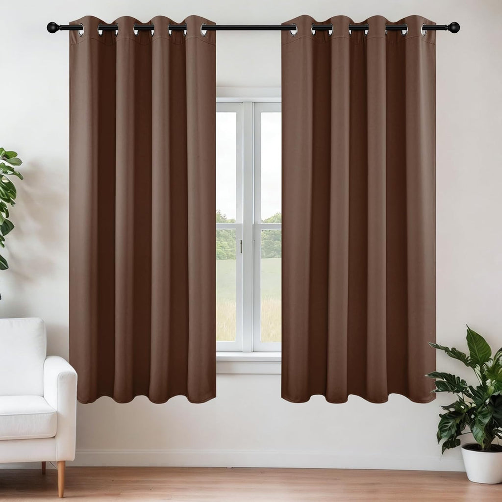 Joydeco Blackout Curtains 63 Inch Length 2 Panels Set, Thermal Insulated Long Curtains& Drapes 2 Burg, Room Darkening Grommet Drapes for Li…
