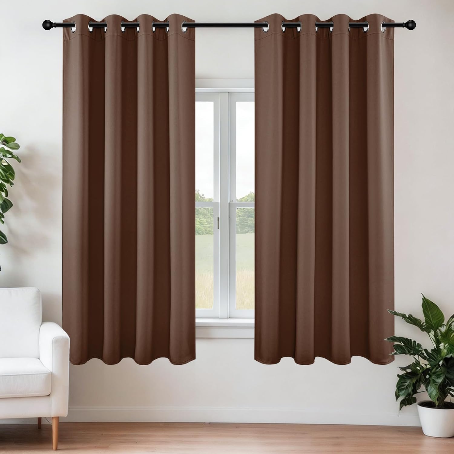 Joydeco Blackout Curtains 63 Inch Length 2 Panels Set, Thermal Insulated Long Curtains & Drapes 2 Burg, Room Darkening Grommet Drapes for B…