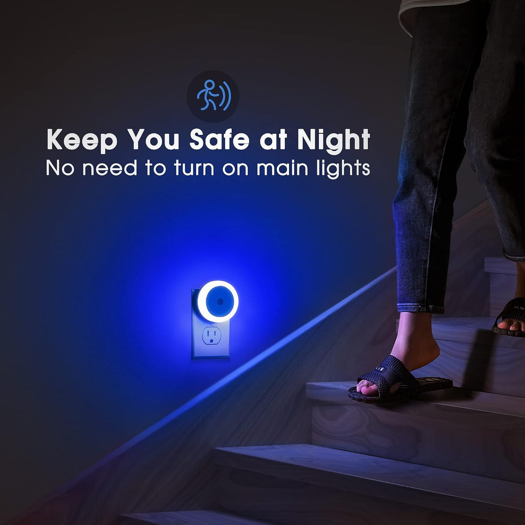 WelcometoBriigniteenjoyyourtimehere Briignite Blue Night Light, LED Night Lights for Kids, 4 Pack Plug in Night Light, Hallway Lights, Wall…