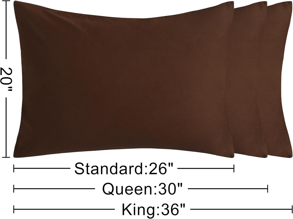 Ntbay Standard Cotton Pillowcases - Envelope Closure 20x26 Pillowcases Set of 2, Breathable and Soft Bed Pillow Cases, Brown Cotton
