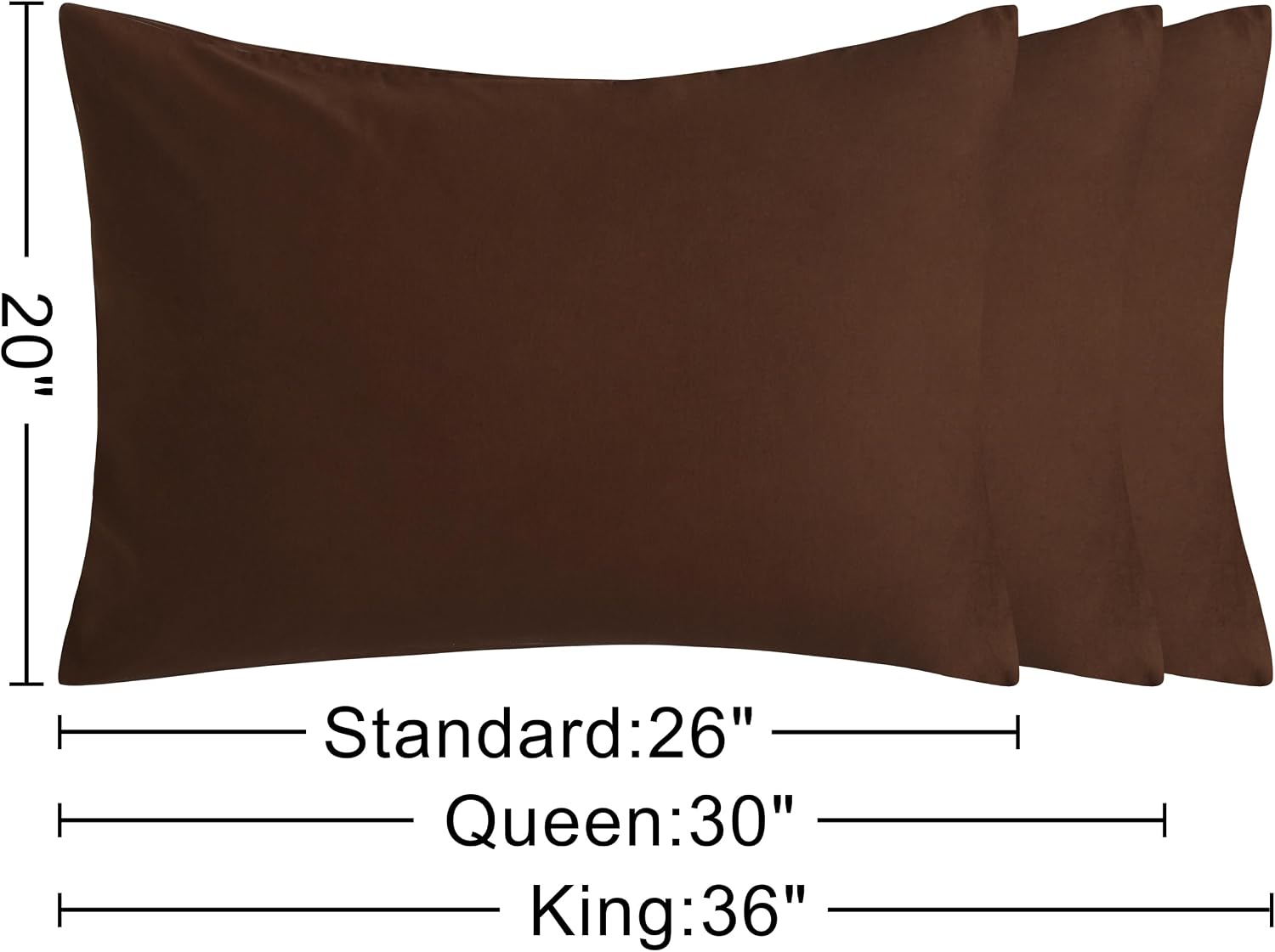 Ntbay Standard Cotton Pillowcases - Envelope Closure 20x26 Pillowcases Set of 2, Breathable and Soft Bed Pillow Cases, Brown Cotton