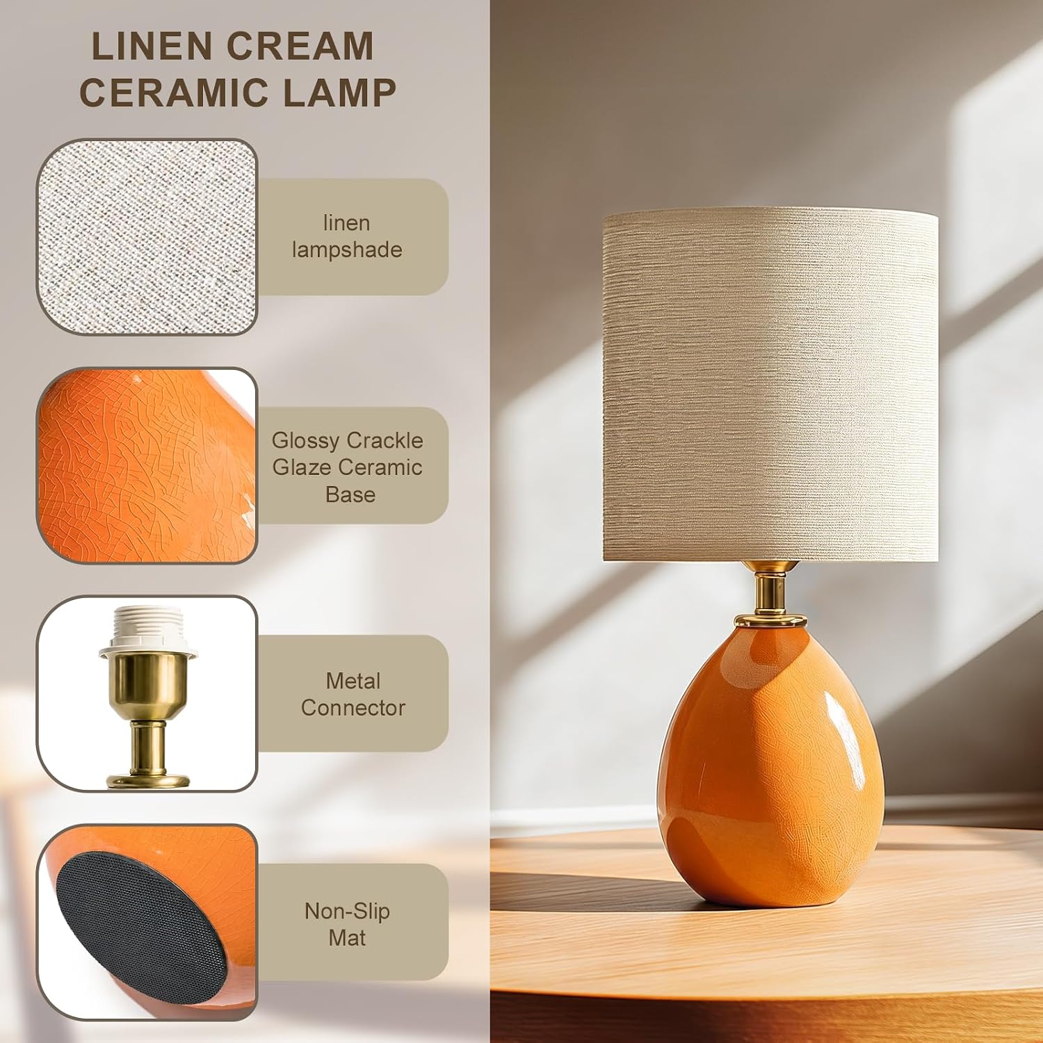 Dawnwake 18.5" Table Lamp Set of 2 for Living Room Bedroom, Bedside Lamps for Night Stands, Desk Nightstand Lamp Dimmable, Modern Linen…