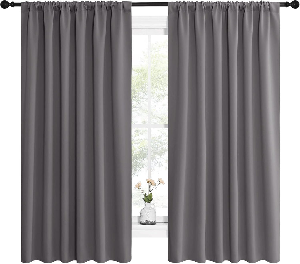 NICETOWN Blackout Curtain Panels for Window - Thermal Insulated Rod Pocket Blackout Drapes/Draperies for Dining Room (2 Panels, W62 x L63…