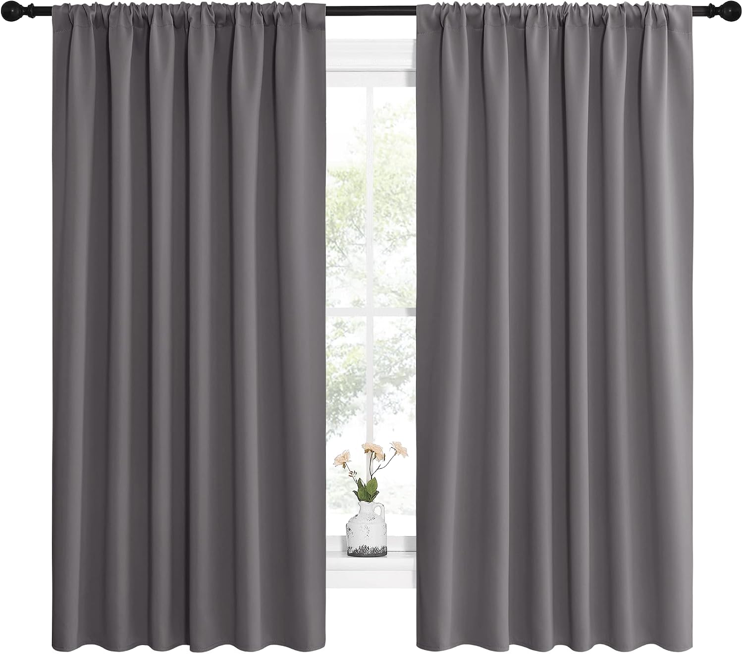 NICETOWN Blackout Curtain Panels for Window - Thermal Insulated Rod Pocket Blackout Drapes/Draperies for Dining Room (2 Panels, W62 x L63…