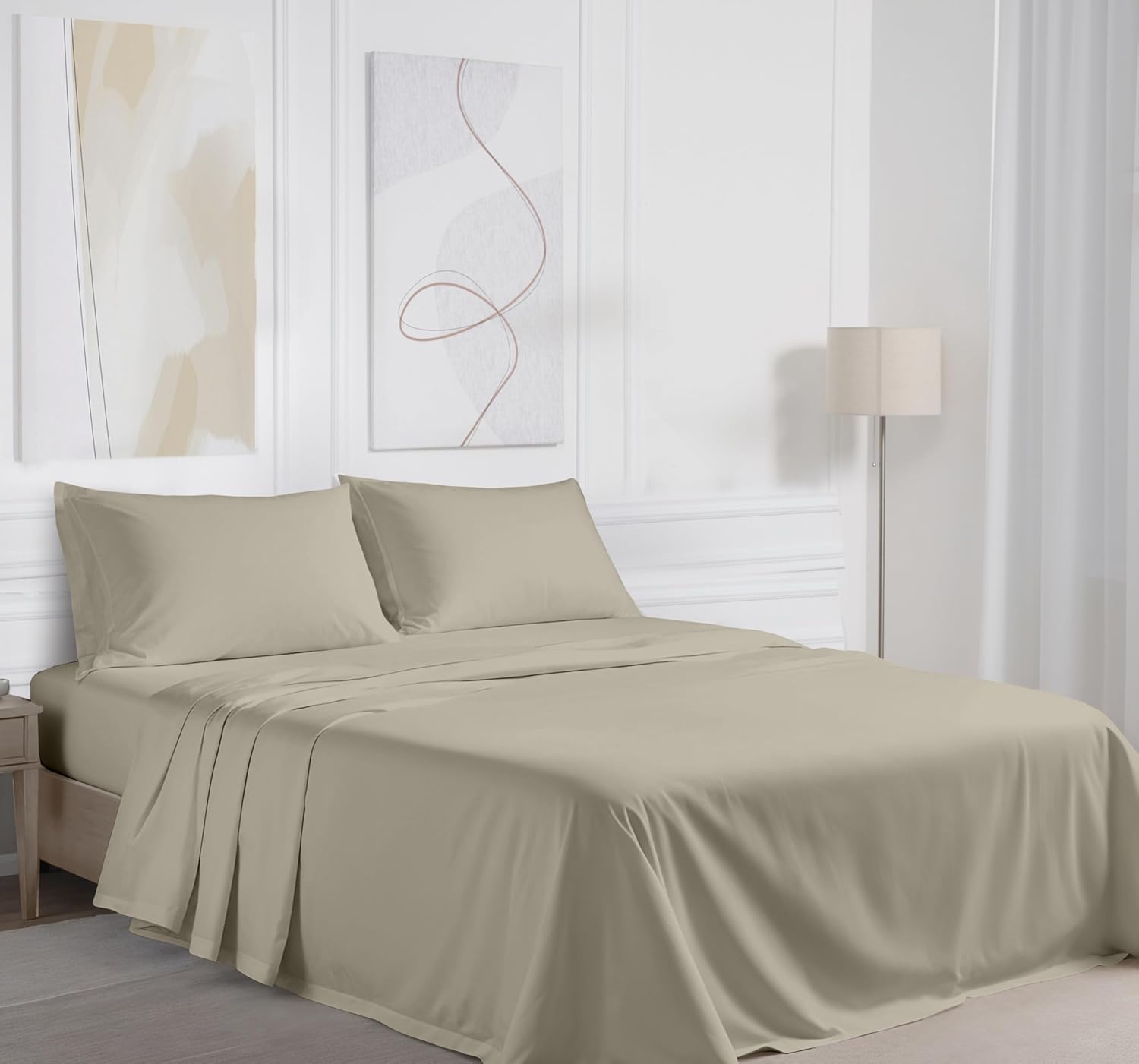Ruvanti 100% Cotton Percale Sheets Queen Size – Crisp Cooling Bed Sheets for Hot Sleepers, Deep Pocket 16”, Soft Breathable & Durable Hotel…