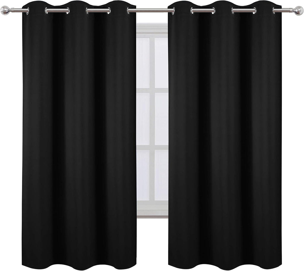 Lemomo Black Blackout Curtains 34 x 63 Inch Length/Set of 2 Curtain Panels/Thermal Insulated Room Darkening Blackout Curtains for Bedroom 6…